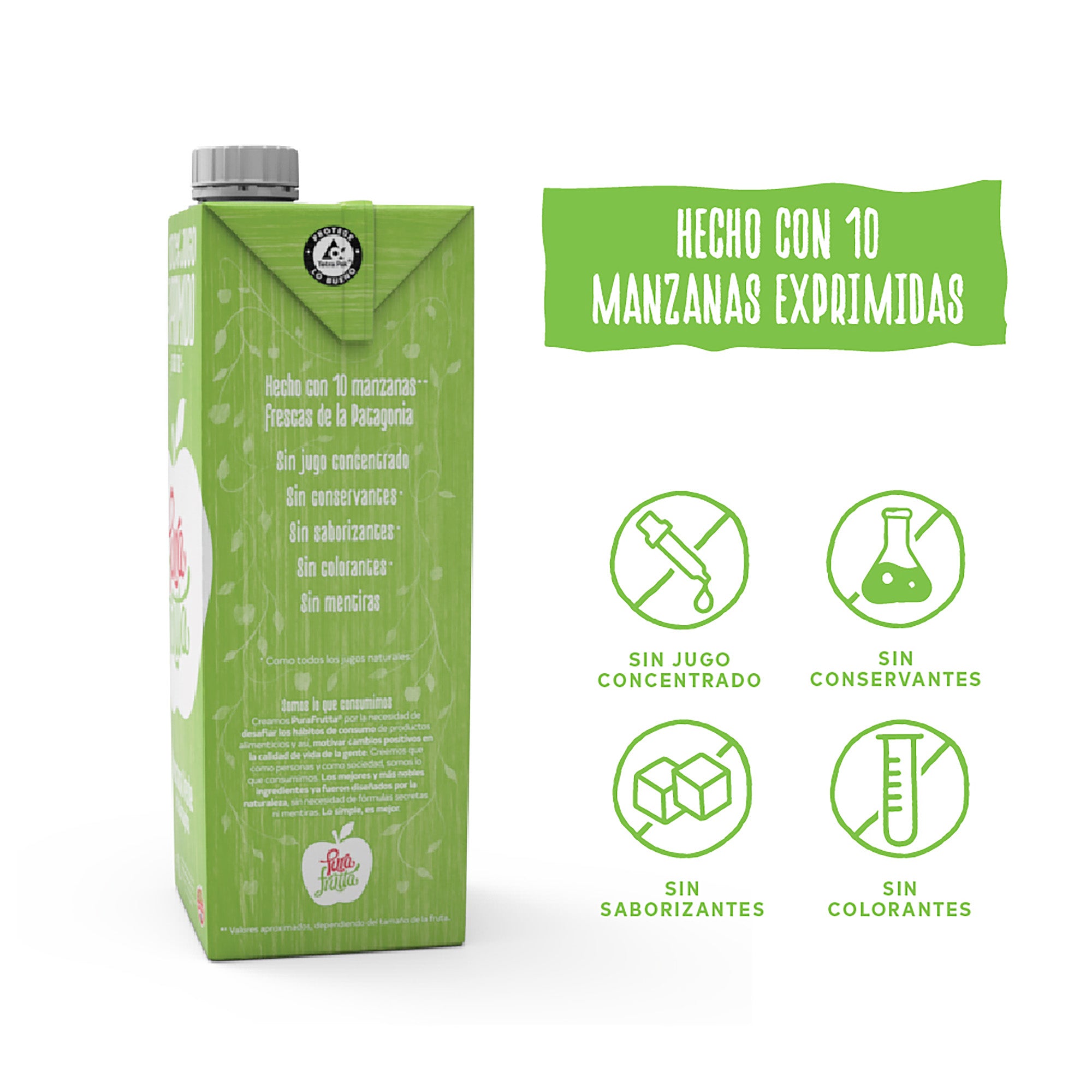Jugo de Manzana Verde 100% Exprimido – Pura Frutta 1L