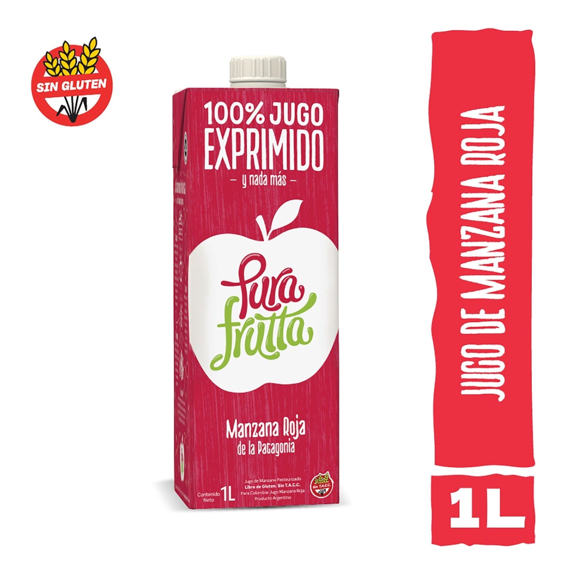 Jugo de Manzana Roja 100% Exprimido – Pura Frutta 1L