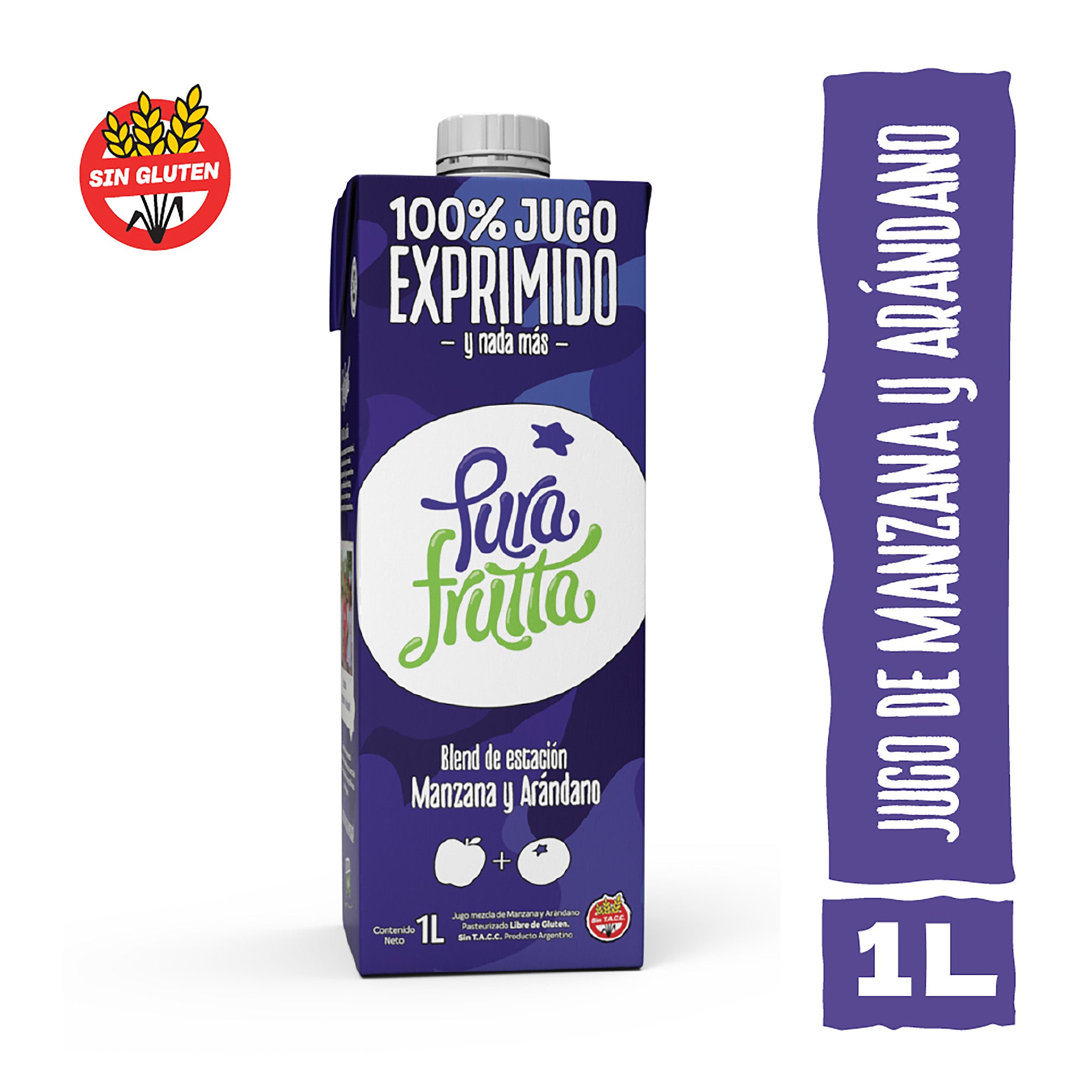 Jugo de Arándanos y Manzana 100% Exprimido – Pura Frutta 1L