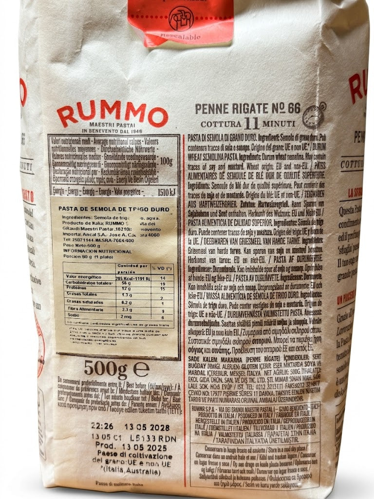 Penne Rigate Nro 66 RUMMO 500g